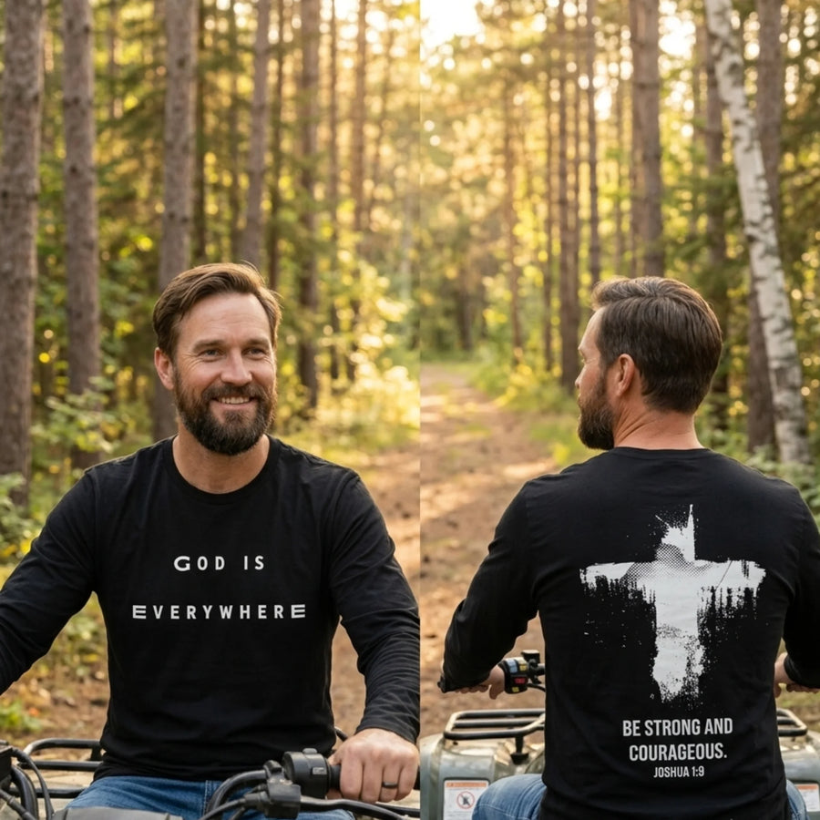 Joshua 1:9 Double Sided Long Sleeve in Black
